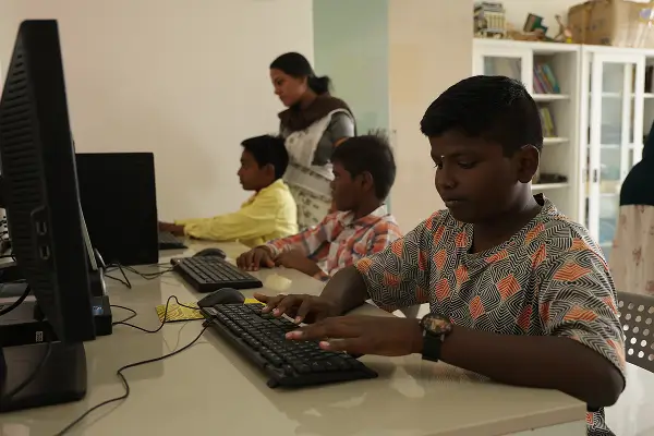 DS-MAX team engaged in CSR activity with children